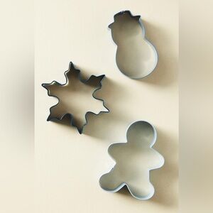 Anthropologie Snowy Day Cookie Cutter Holiday Festive Baking Set of 3 New In Box